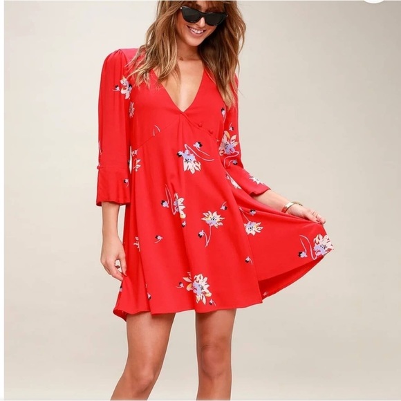 Free People Dresses & Skirts - Free People Red Time On My Side Wrap Dress